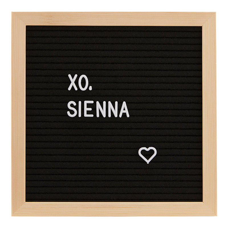 Felt letterboard with white plastic letters, numbers & symbols