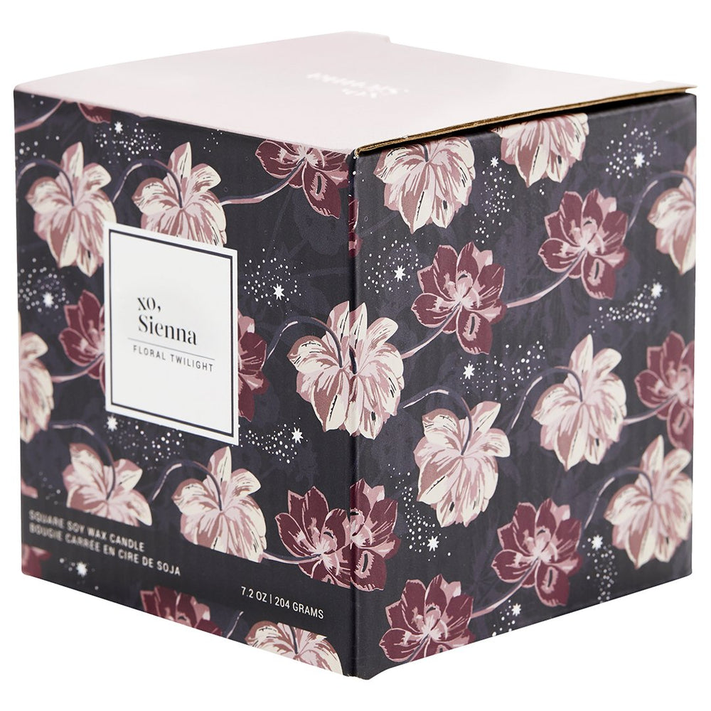 Soy wax candle in a floral container 